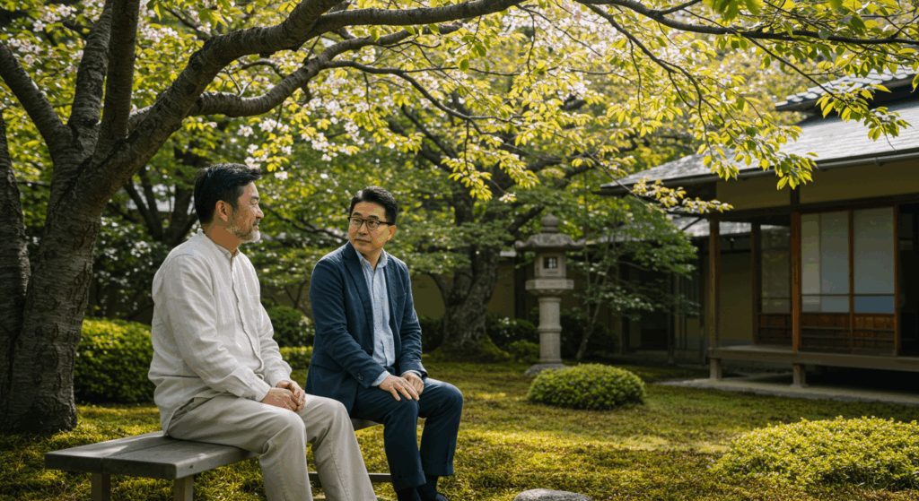 穏やかに話している様子