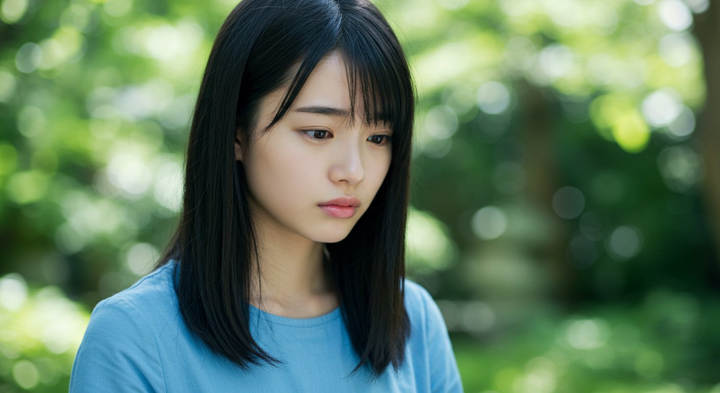 うつむく女性