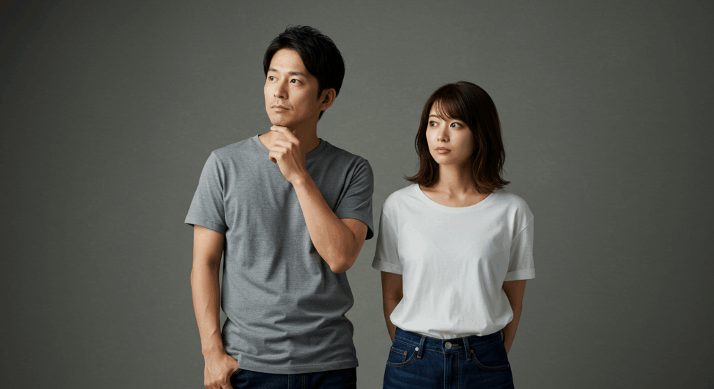 並んでいる男女