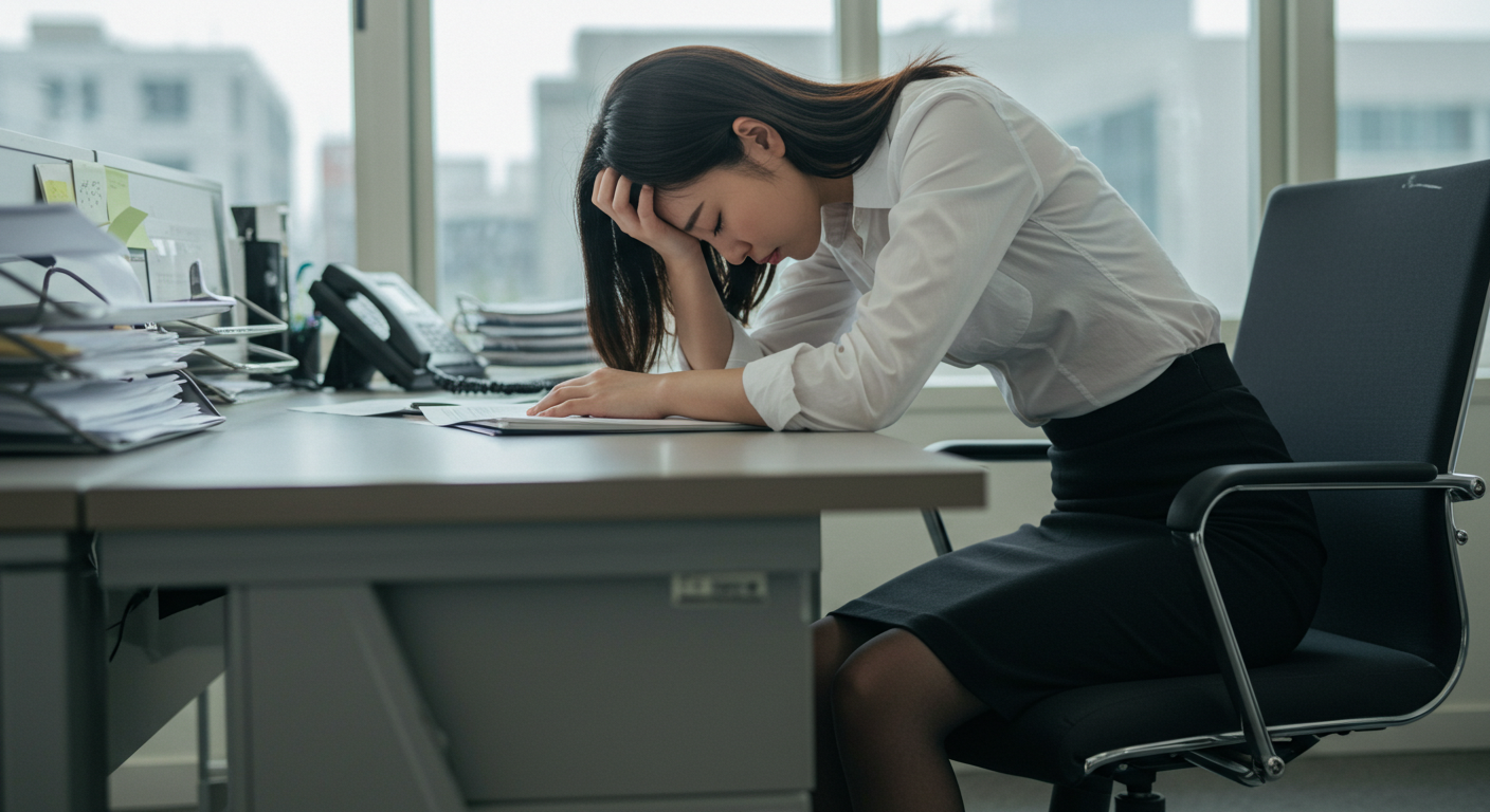 職場でイライラする女性