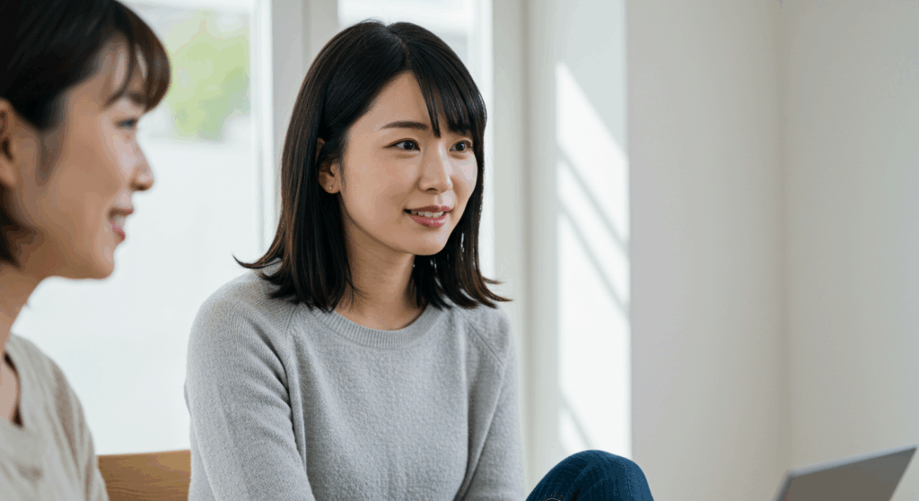 相手の目を見て話しを聞いている様子