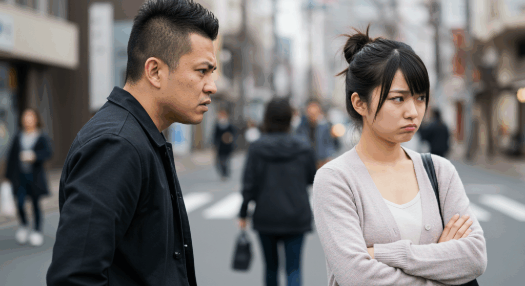 怒っている男女