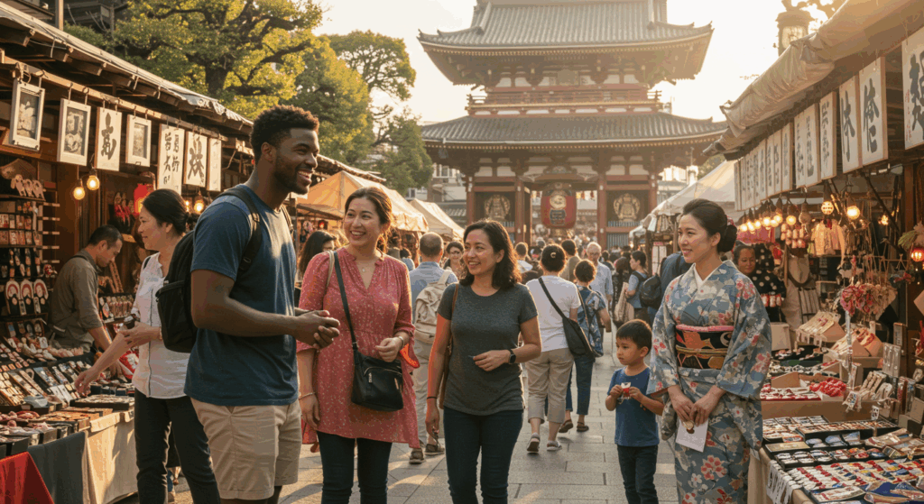 日本観光をする外国人