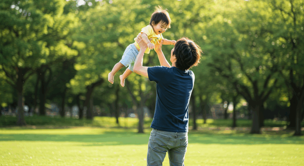 子どもと遊ぶ男性