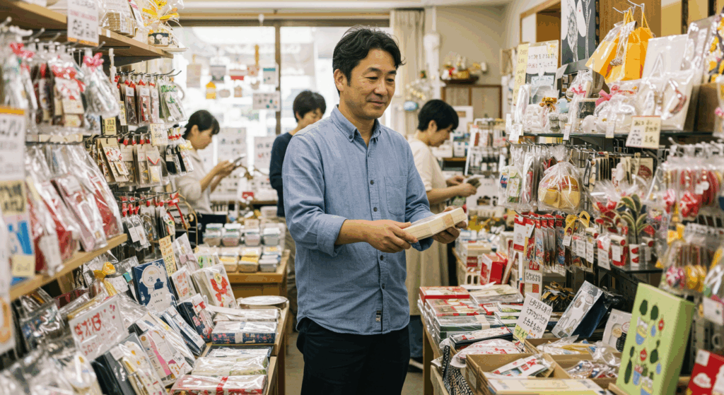プレゼント選びをする男性