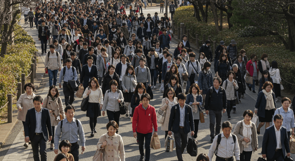 多くの人が歩いている様子