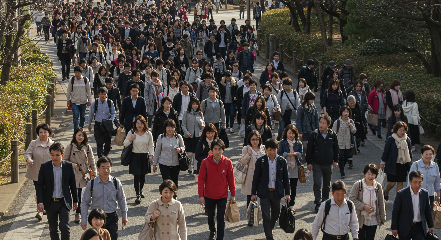 多くの人が歩いている様子