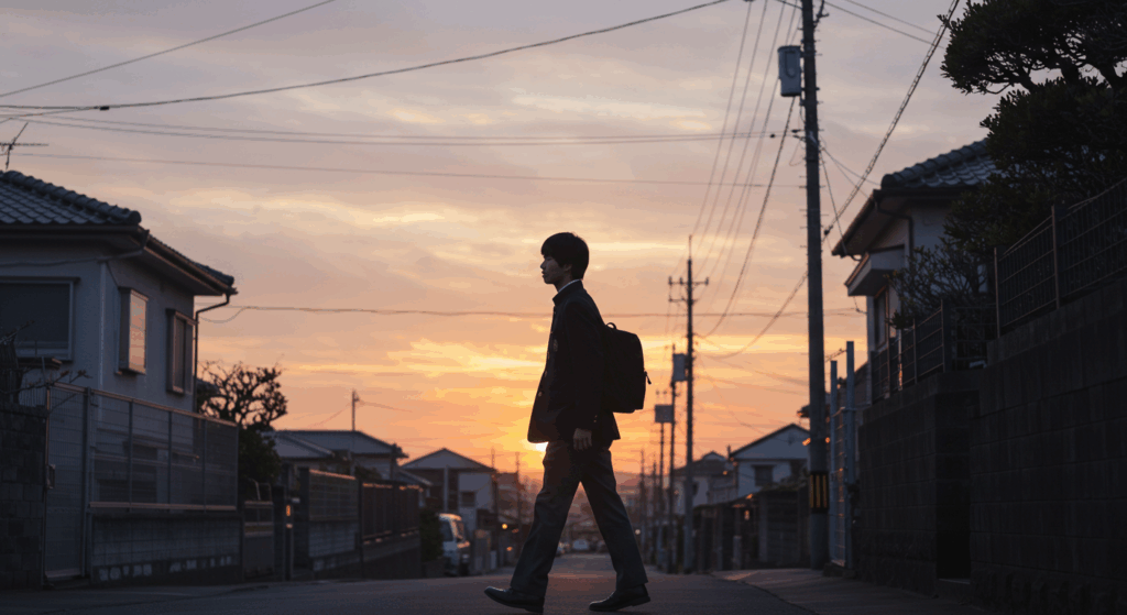 歩いている高校生