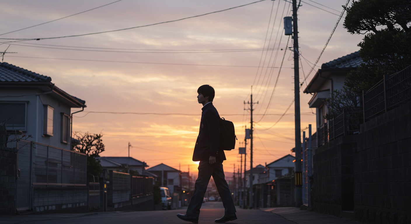 歩いている高校生