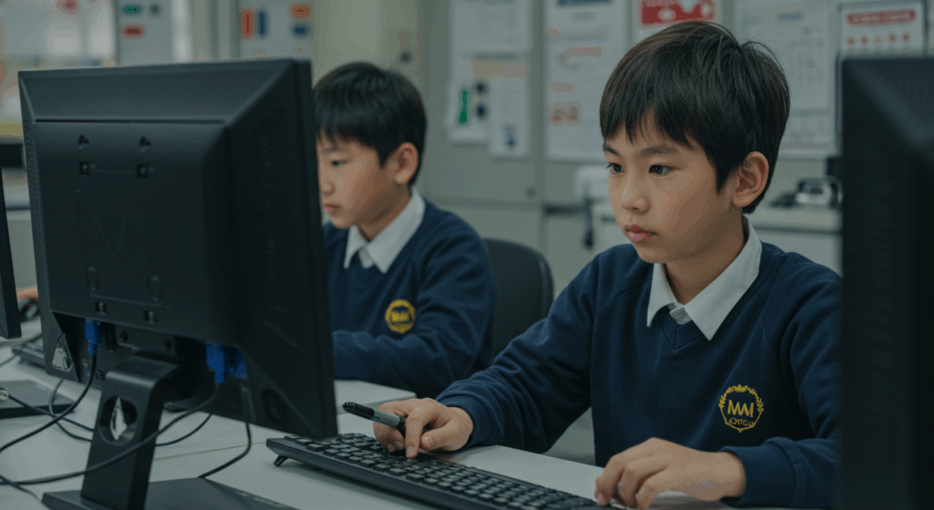 コンピューターを操作する子供