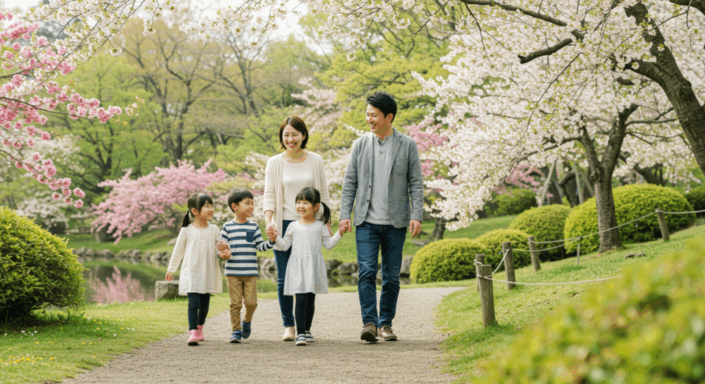 家族で散歩