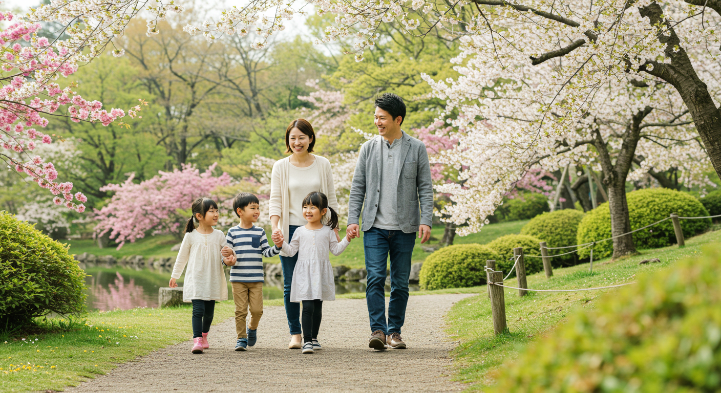 家族で散歩