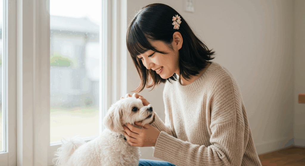 女性と犬