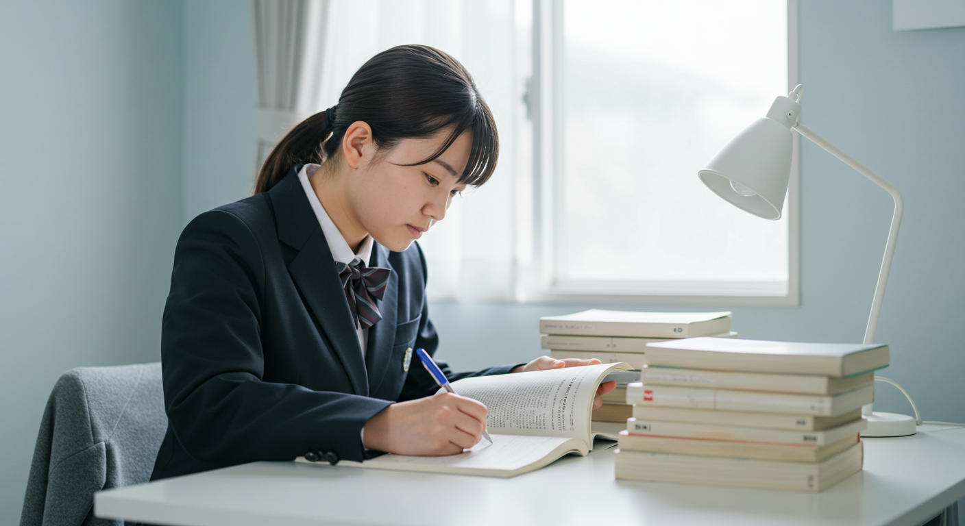勉強する高校生