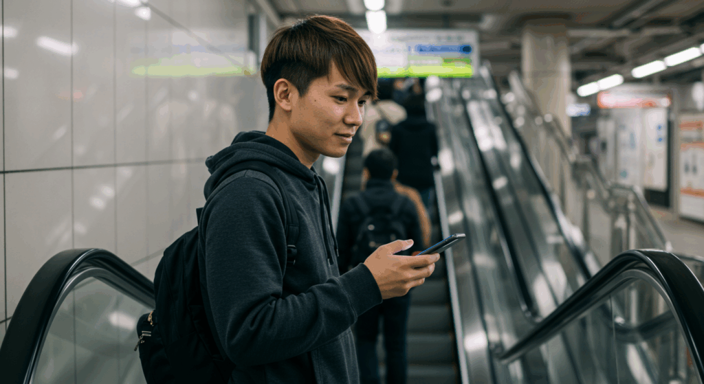 盗撮する男性