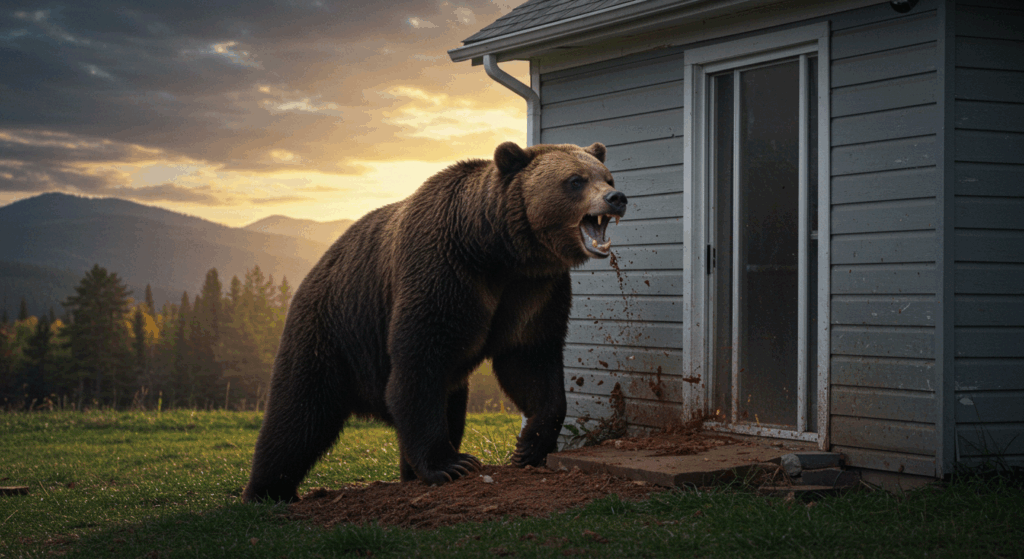 熊が人家を襲う様子