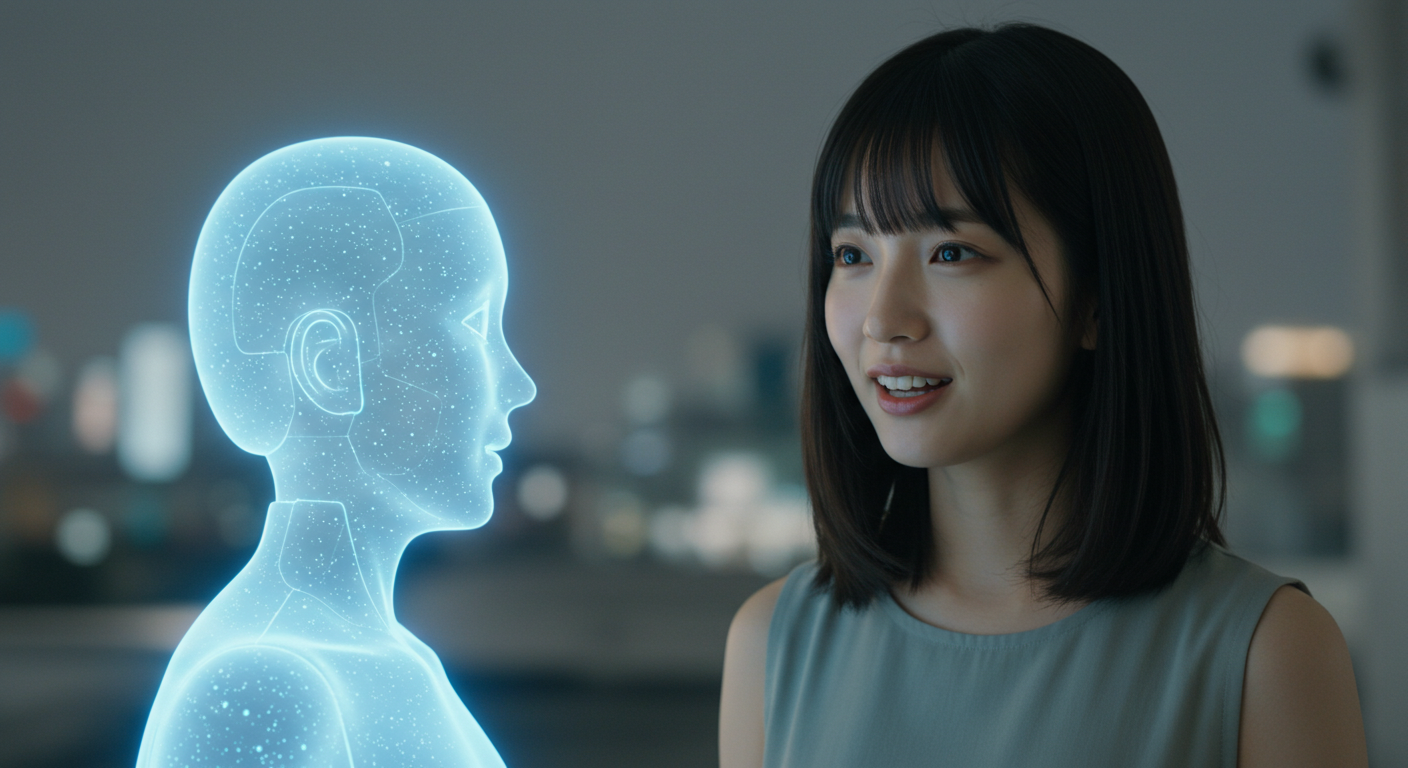 AIと対話する女性