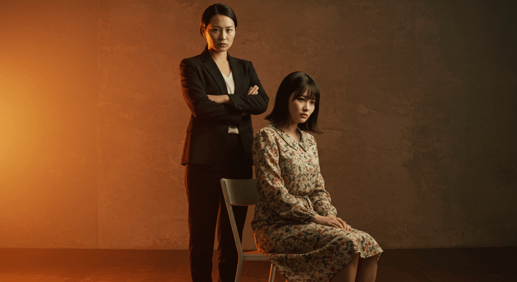 マウントをとる女性