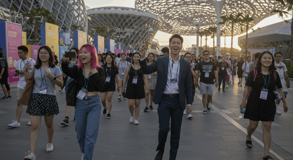 イベントを楽しむ人々