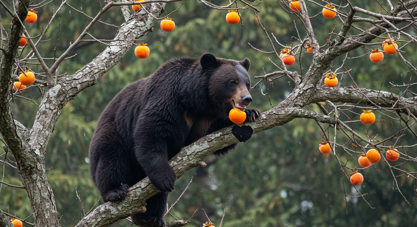 熊が柿を食べる様子
