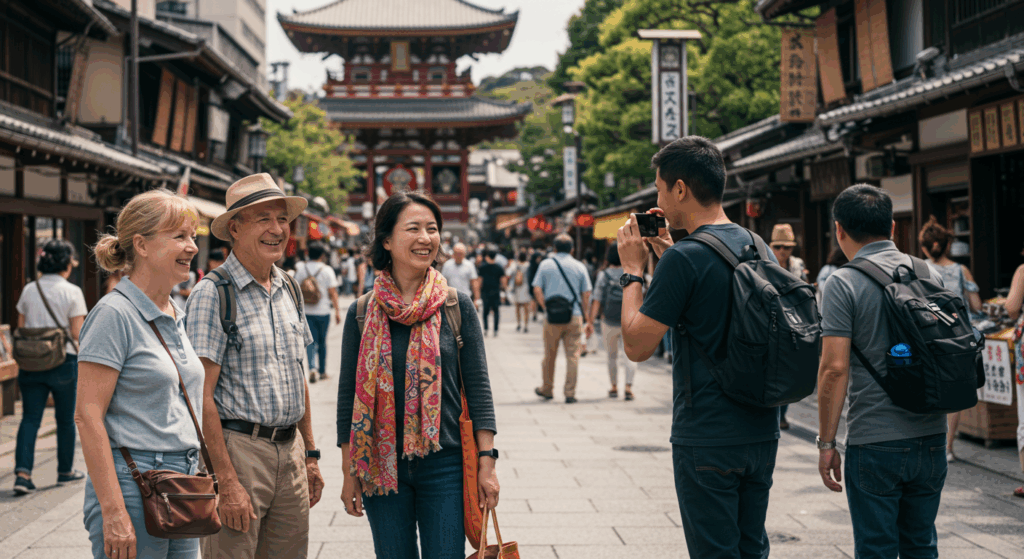 日本観光をする外国人