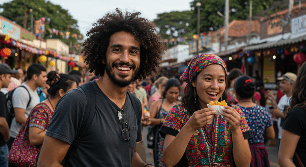 日本のお祭りを楽しむ外国人