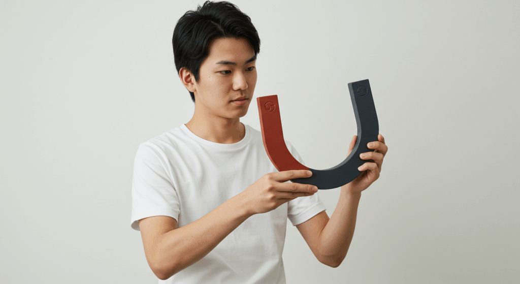 磁石を持っている人