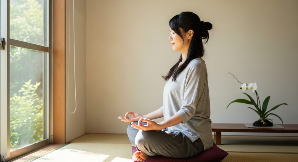 マインドフルネスをする人