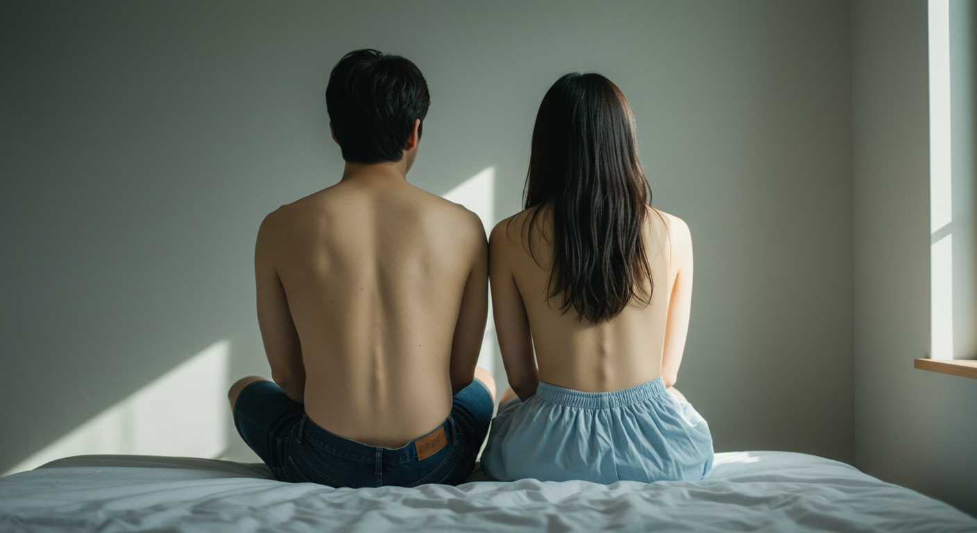 裸で並んでいるカップル