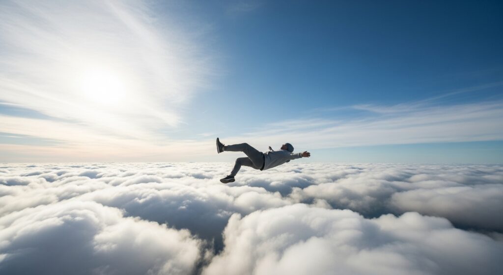 空を飛んでいる