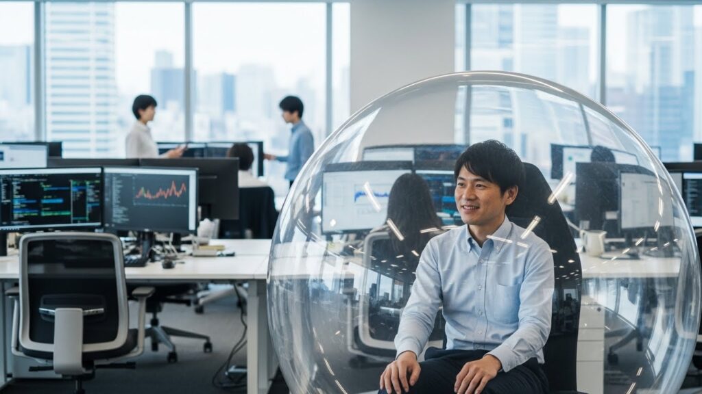 透明なカプセルの中にいる人