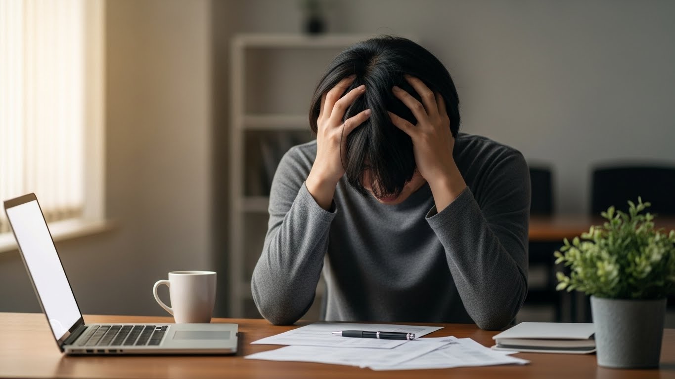 頭を抱えている人