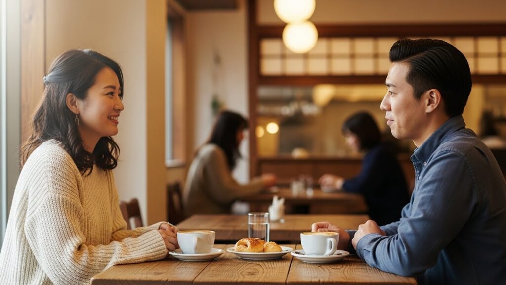 談笑する男女