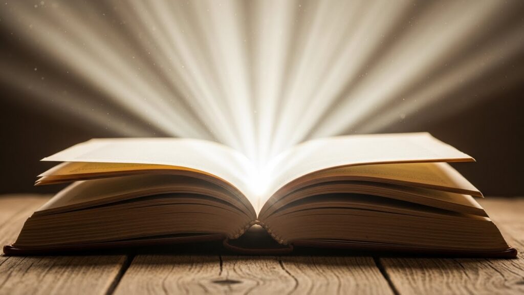 本から後光がさしている様子