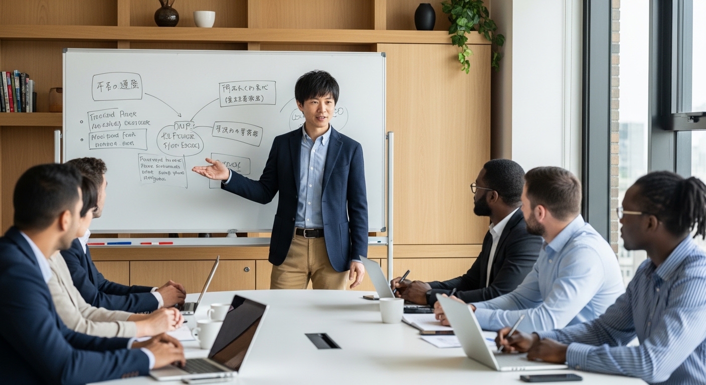 人々に指示をする様子