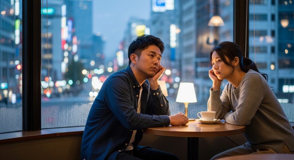 悩んでいる男女