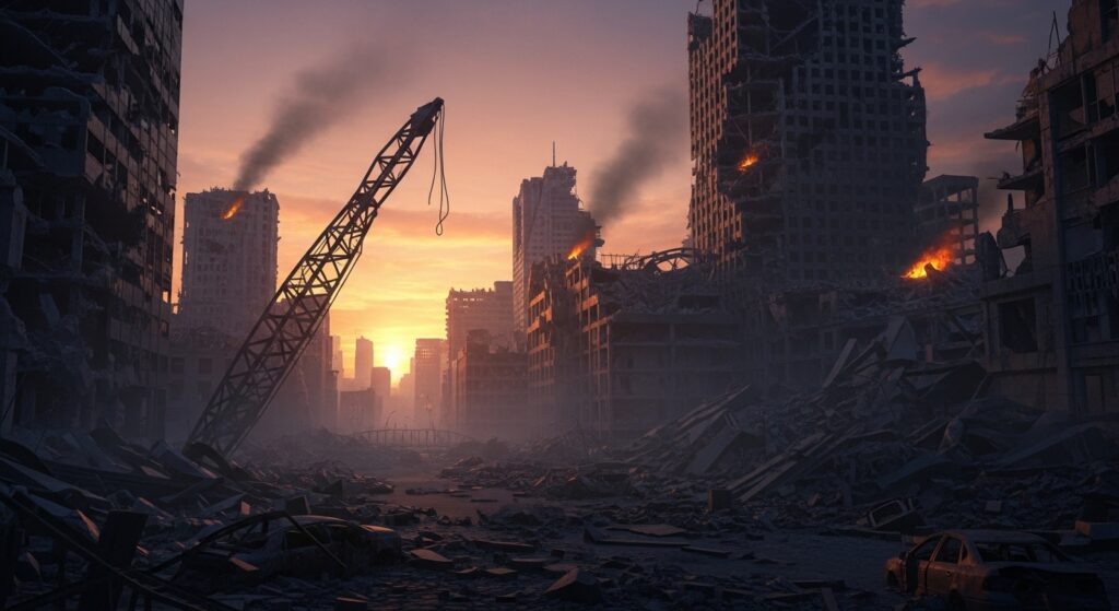 破壊された街並み