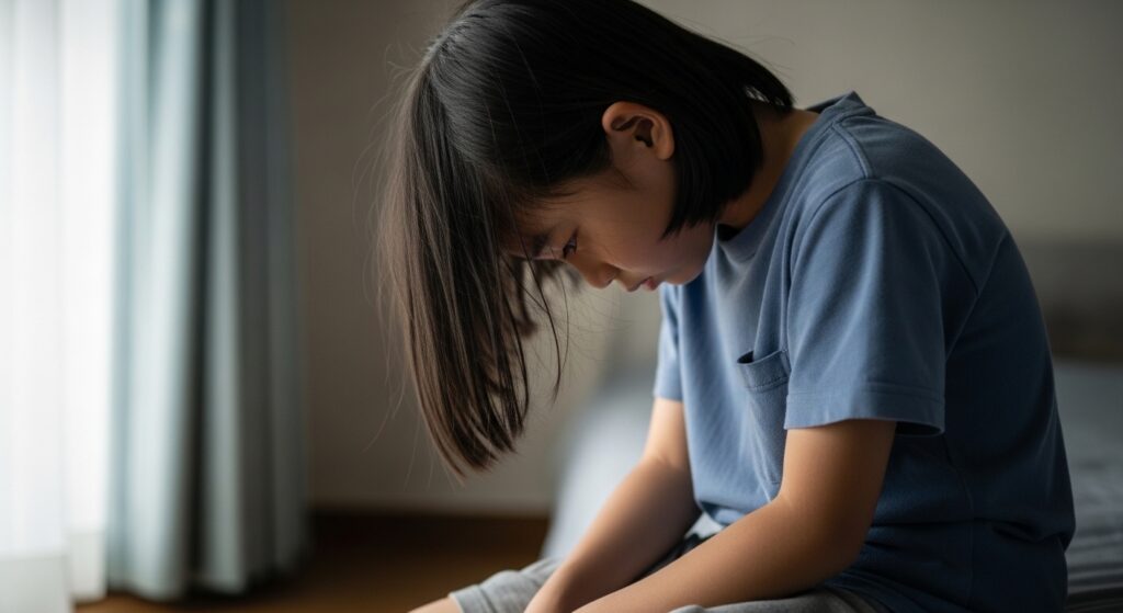 うつむく子ども