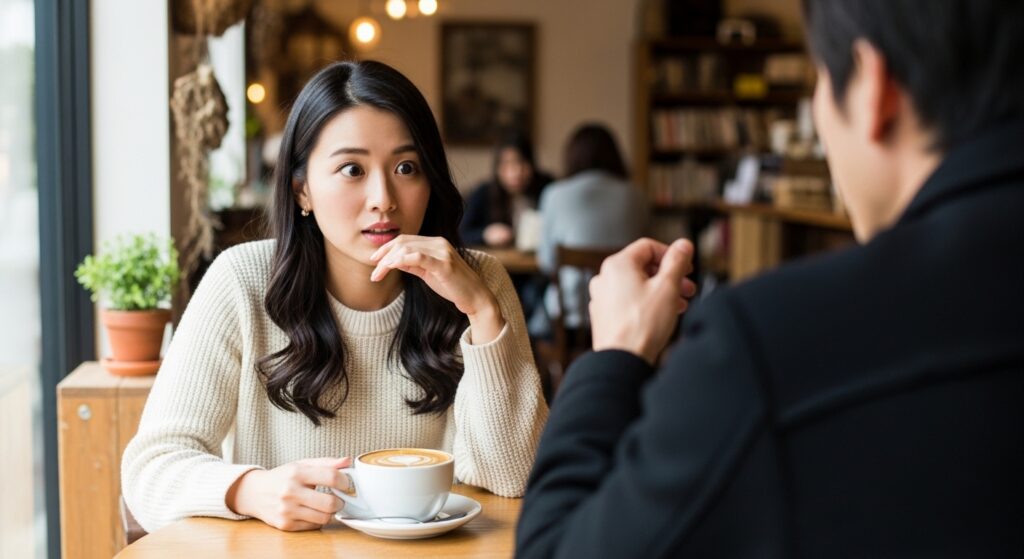 女性が驚いている様子