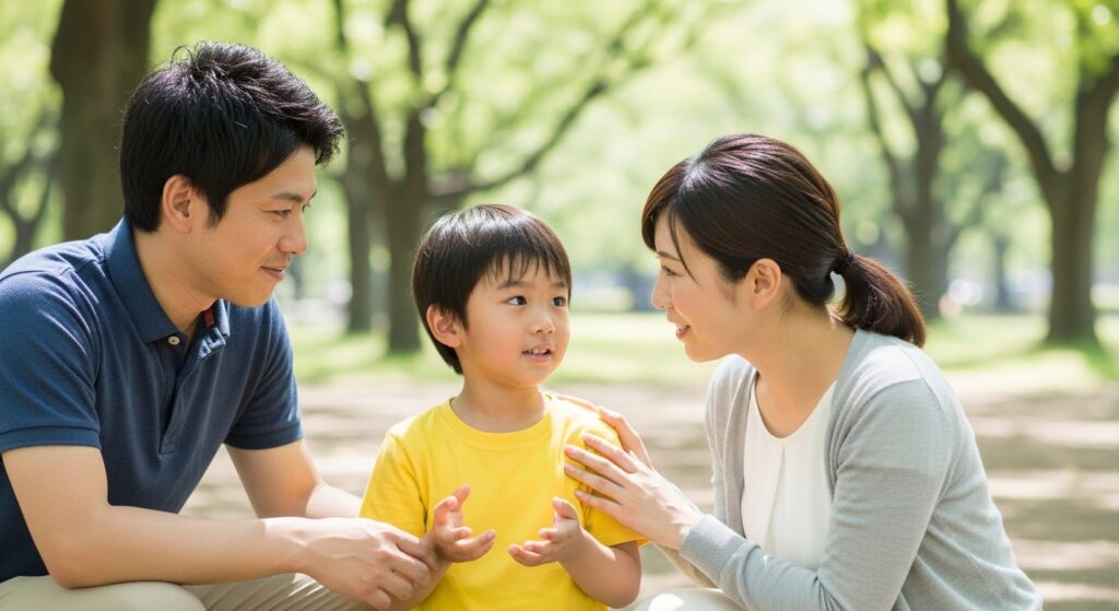 子どもと話す親