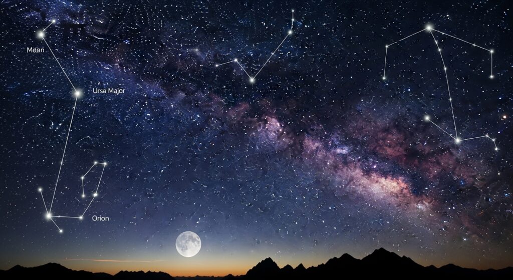 星空と月