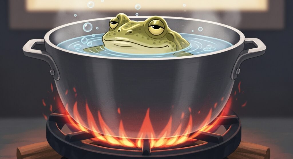 茹でガエル