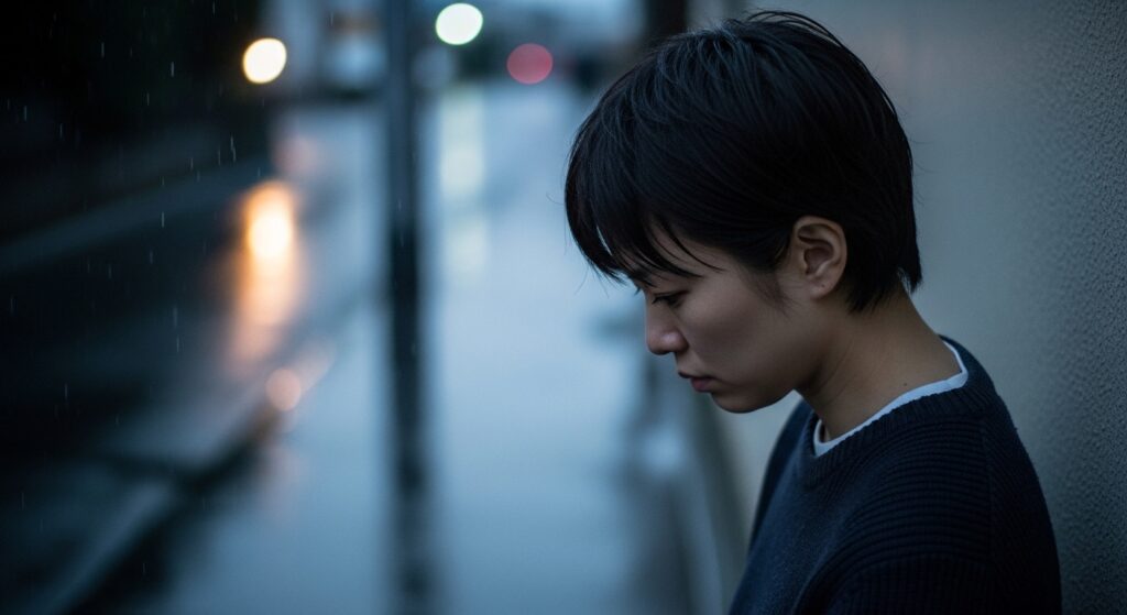 うつむく人