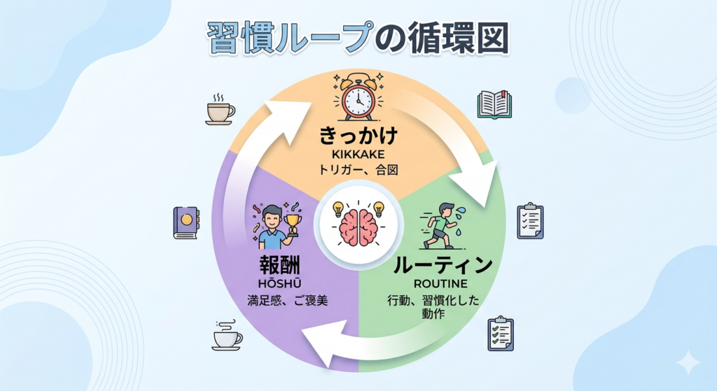 きっかけ・ルーティン・報酬の図解