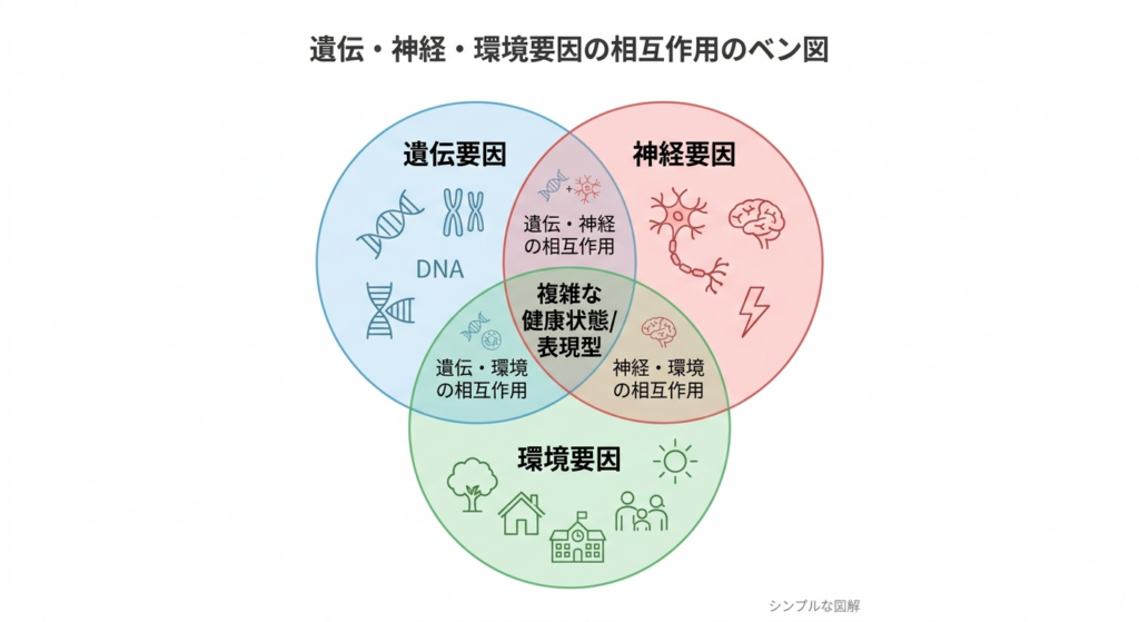 遺伝・神経・環境の図
