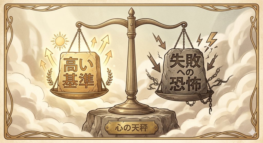高い基準と失敗の恐怖の天秤