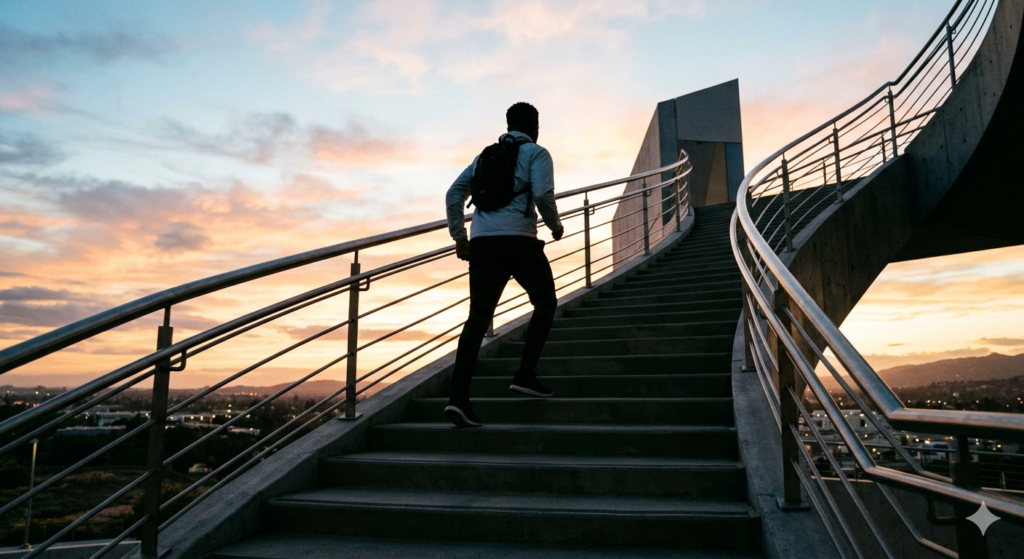 階段を上る人