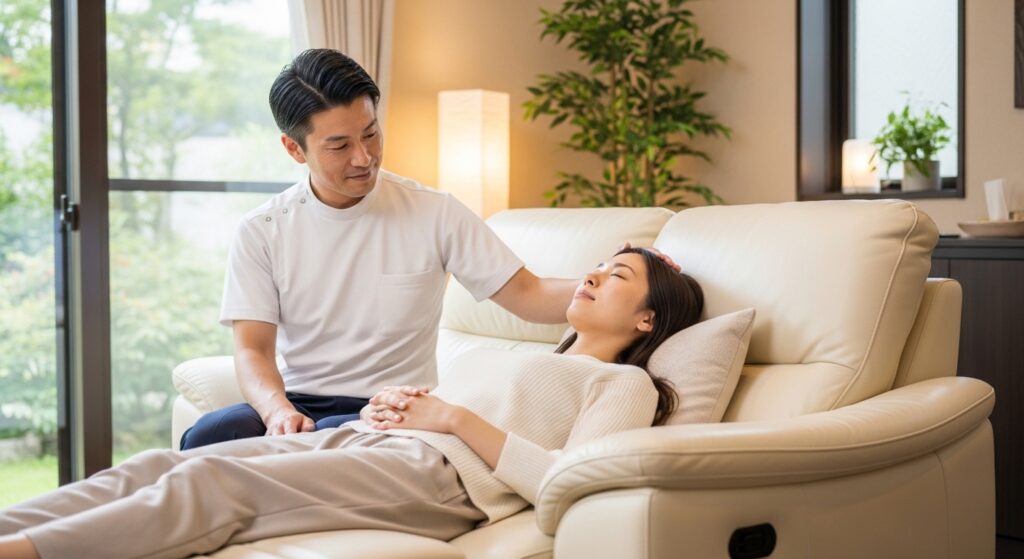 カウチに横たわる人