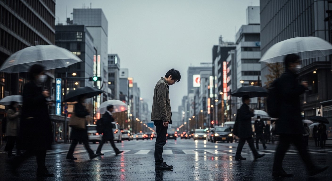 うつむいている人