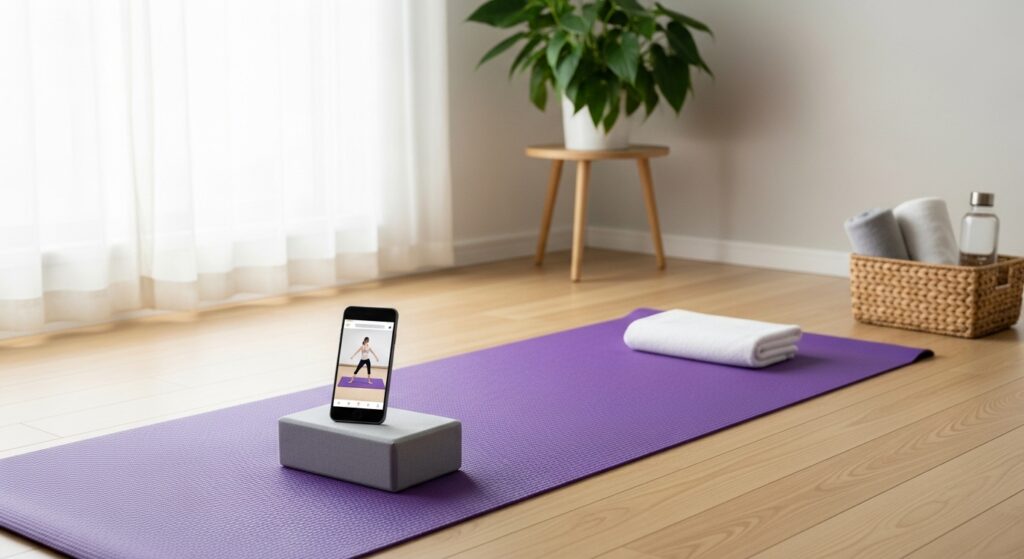 スマートフォンとヨガマット